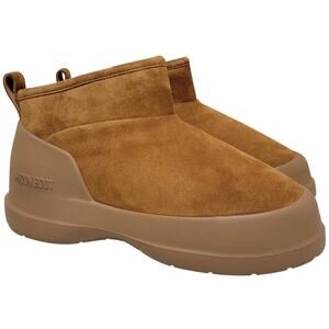 Moon Boot Men Luna Low Boot Suede Ambidextrous Size US 9 Cognac Brown